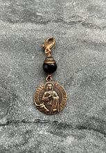 Load image into Gallery viewer, Bag Charm Saint Luke Zipper Pull - Bronze and Onyx
