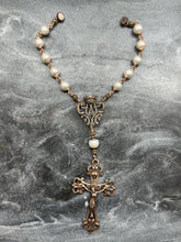 Load image into Gallery viewer, Freshwater Pearl Auto Rosary: Bronze One Decade Car Rosary
