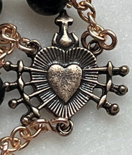 Load image into Gallery viewer, Memento Mori Rosary: Ebony, Bone Skulls, Bronze Pardon Crucifix
