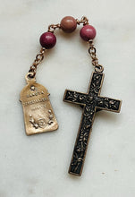 Load image into Gallery viewer, Three Hail Mary Chaplet - Rhodonite Gemstones and Bronze Medals - Saint Therese CeCeAgnes
