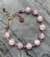 Load image into Gallery viewer, Saint Joseph Lavender Amethyst and Bronze Rosary Bracelet
