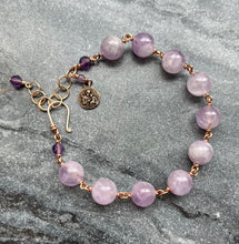 Load image into Gallery viewer, Saint Joseph Lavender Amethyst and Bronze Rosary Bracelet
