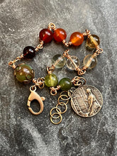 Load image into Gallery viewer, Saint Cecilia &amp; Agnes Gemstone Rosary Bracelet: Solid Bronze Catholic Jewelry
