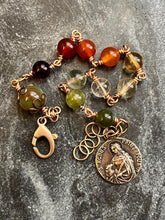 Load image into Gallery viewer, Saint Cecilia &amp; Agnes Gemstone Rosary Bracelet: Solid Bronze Catholic Jewelry
