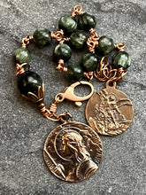 Load image into Gallery viewer, Saint Joan of Arc Rosary Bracelet: Seraphinite Bronze Catholic Jewelry
