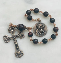 Load image into Gallery viewer, Bloodstone Pocket Rosary - Our Lady of Perpetual Help - Bronze - Single Decade Rosary CeCeAgnes
