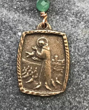 Load image into Gallery viewer, Bag Charm - Saint Francis Zipper Pull - Bronze and Emerald
