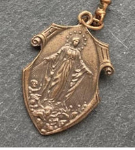 Load image into Gallery viewer, North American Martyrs Tenner - Bronze and leather - Pocket Rosary
