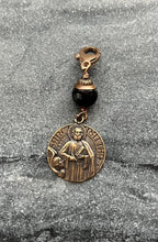Load image into Gallery viewer, Bag Charm Saint Matthew Zipper Pull - Bronze and Onyx
