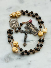 Load image into Gallery viewer, Holy Face Chaplet - Bronzite and Ox Bone Skulls - Bronze CeCeAgnes
