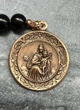 Load image into Gallery viewer, Virgin Mary Tenner - Bronze and leather - Pocket Rosary - Our Lady of Mount Carmel
