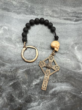Load image into Gallery viewer, Memento Mori Celtic Tenner - Bronze and leather - Penal Pocket Rosary
