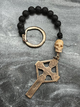 Load image into Gallery viewer, Memento Mori Celtic Tenner - Bronze and leather - Penal Pocket Rosary
