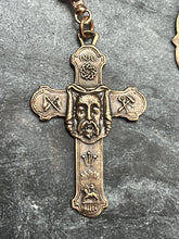 Load image into Gallery viewer, Holy Face Tenner - Stations of the Cross - Bronze and leather - Penal Pocket Rosary
