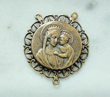 Load image into Gallery viewer, Our Lady of Good Counsel Rosary Centerpiece: 1120 Bronze Antique Reproduction Rosary Parts

