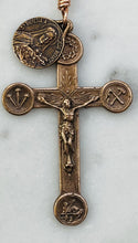 Load image into Gallery viewer, Our Lady of Mount Carmel Rosary: Bronze Rhodonite Tenner with Ox Bone Skull
