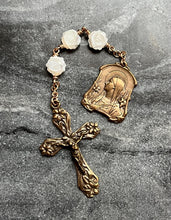 Load image into Gallery viewer, Three Hail Mary Chaplet - Mary with Lilies - Mother of Pearl and Bronze CeCeAgnes
