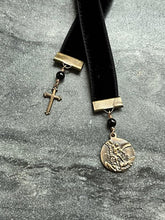 Load image into Gallery viewer, Velvet Catholic Bookmark - Saint Michael - Bronze - Black Velvet
