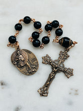 Load image into Gallery viewer, Blue Tiger Eye Pocket Rosary: Saint Paul, Stella Maris, Bronze Tenner
