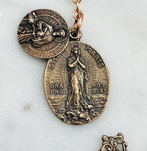 Load image into Gallery viewer, Blue Tiger Eye Pocket Rosary: Saint Paul, Stella Maris, Bronze Tenner
