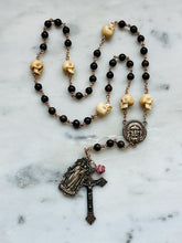 Load image into Gallery viewer, Holy Face Chaplet - Bronzite and Ox Bone Skulls - Bronze CeCeAgnes
