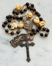 Load image into Gallery viewer, Holy Face Chaplet - Bronzite and Ox Bone Skulls - Bronze CeCeAgnes

