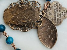 Load image into Gallery viewer, Apatite Gemstone Pocket Rosary: Bronze Medals, Saint Charms
