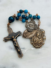 Load image into Gallery viewer, Apatite Gemstone Pocket Rosary: Bronze Medals, Saint Charms
