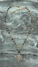Load image into Gallery viewer, Sacred Heart Rosary Necklace: Garnet Gemstone, Bronze Chaplet
