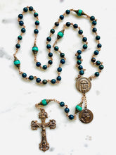 Load image into Gallery viewer, Holy Face of Jesus Rosary - Azurite and Malachite - Bronze CeCeAgnes
