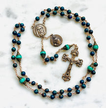 Load image into Gallery viewer, Holy Face of Jesus Rosary - Azurite and Malachite - Bronze CeCeAgnes
