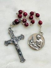 Load image into Gallery viewer, Sterling Silver Pocket Rosary: AAA Ruby Gemstones, Crucifix
