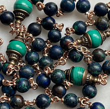 Load image into Gallery viewer, Holy Face of Jesus Rosary - Azurite and Malachite - Bronze CeCeAgnes
