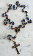 Load image into Gallery viewer, Holy Face Rosary - Tanzanite Gemstones and Solid Bronze - CeCeAgnes
