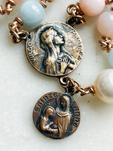 Load image into Gallery viewer, Saint Anne Grandmother Rosary - Mother's Day - Aquamarine Pearls Opals and Bronze CeCeAgnes
