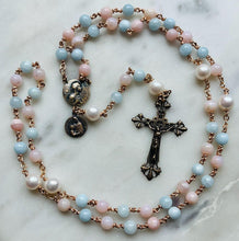 Load image into Gallery viewer, Saint Anne Grandmother Rosary - Mother's Day - Aquamarine Pearls Opals and Bronze CeCeAgnes
