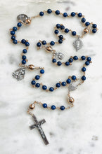 Load image into Gallery viewer, Mixed Metal Lapis, Sterling Silver and Gold Rosary
