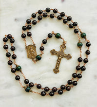 Load image into Gallery viewer, Sacred Heart Rosary - Garnet jade and Bronze CeCeAgnes
