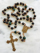 Load image into Gallery viewer, Sacred Heart Rosary - Garnet jade and Bronze CeCeAgnes

