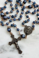 Load image into Gallery viewer, Holy Face Rosary - Tanzanite Gemstones and Solid Bronze - CeCeAgnes
