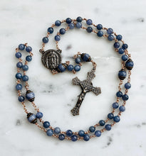 Load image into Gallery viewer, Holy Face Rosary - Tanzanite Gemstones and Solid Bronze - CeCeAgnes
