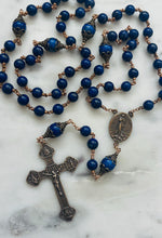 Load image into Gallery viewer, Blue Lapis Rosary - Bronze - Stella Maris - Lapis Gemstones
