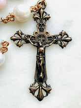 Load image into Gallery viewer, Saint Anne Grandmother Rosary - Mother's Day - Aquamarine Pearls Opals and Bronze CeCeAgnes
