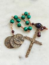 Load image into Gallery viewer, Saint Peregrine Rosary: Bronze, Malachite, Amethyst Single Decade
