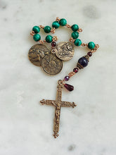 Load image into Gallery viewer, Saint Peregrine Rosary: Bronze, Malachite, Amethyst Single Decade
