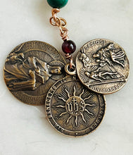 Load image into Gallery viewer, Saint Peregrine Rosary: Bronze, Malachite, Amethyst Single Decade
