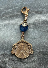Load image into Gallery viewer, Bag Charm Catholic Saint Teresa of Calcutta Zipper Pull - Bronze and Kyanite
