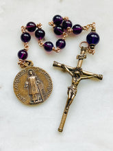 Load image into Gallery viewer, Saint Lawrence Pocket Rosary - Amethyst and Bronze - Single Decade Tenner - CeCeAgnes
