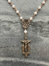 Load image into Gallery viewer, Rosary Necklace - Freshwater Pearl and Bronze
