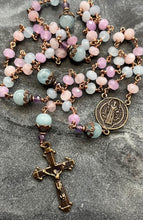 Load image into Gallery viewer, Saint Benedict Petite Pastel Gemstone Rosary - Dream Quartz and Bronze - CeCeAgnes
